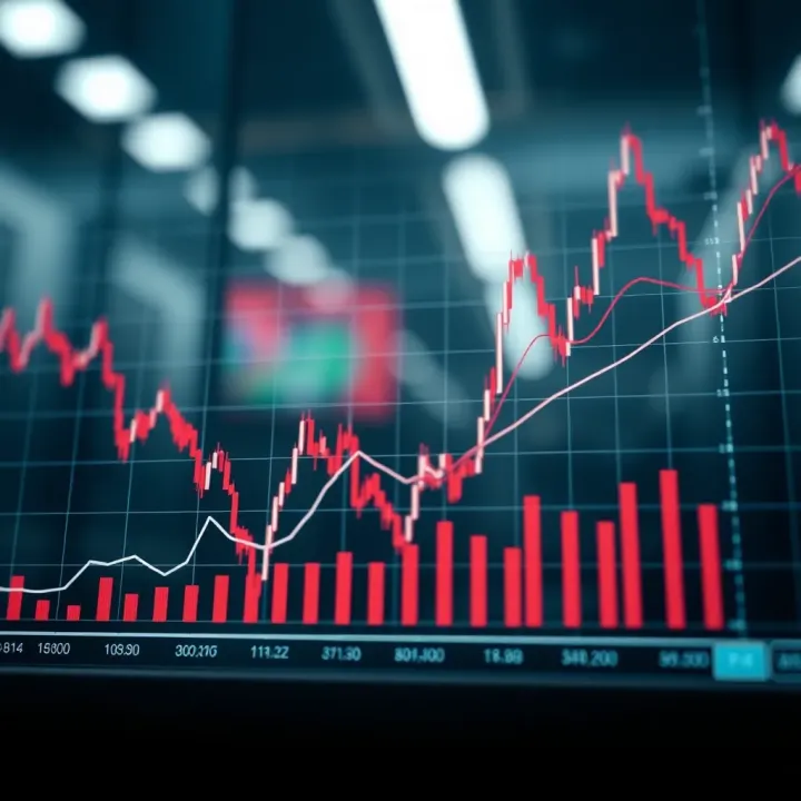 Graph showing binary options trading strategy with upward and downward trends