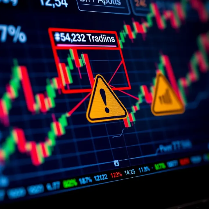 Recognizing Fraud in Binary Options Trading Illustration showing a binary options trading platform with warning symbols indicating potential fraud