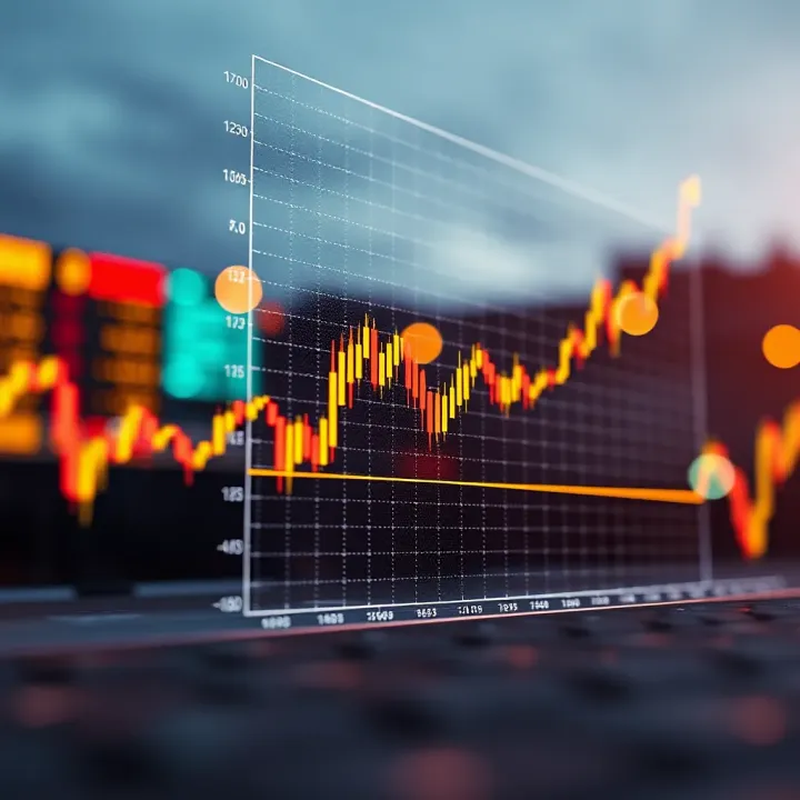 Graph showing rise and fall of asset price in binary options trading