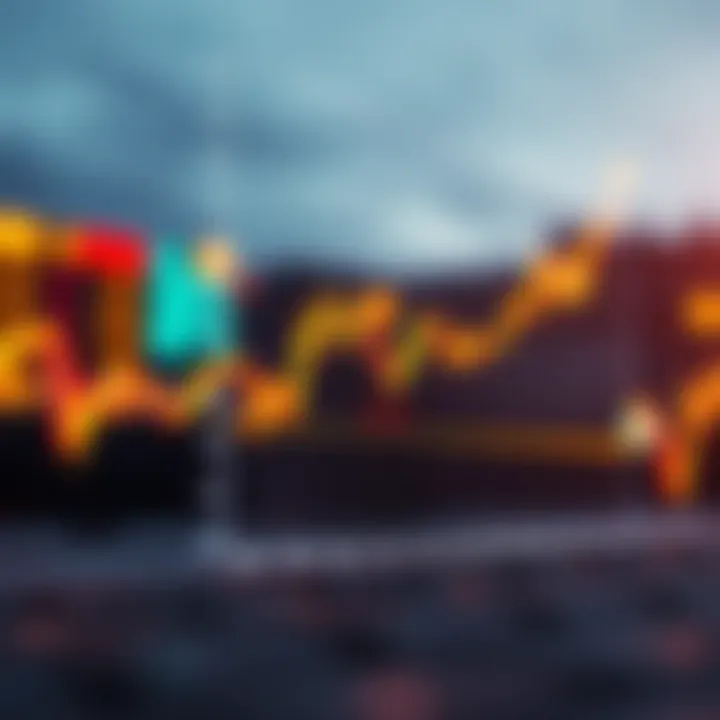 Graph showing rise and fall of asset price in binary options trading