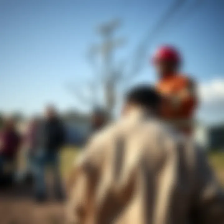 Community members engaging in coordinated emergency response training outdoors