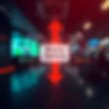 Diagram illustrating the concept of binary options trading with up and down arrows