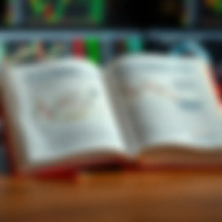 Open trading book displaying technical analysis charts and annotations