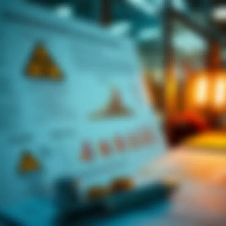 Detailed environmental risk assessment with charts and hazard symbols