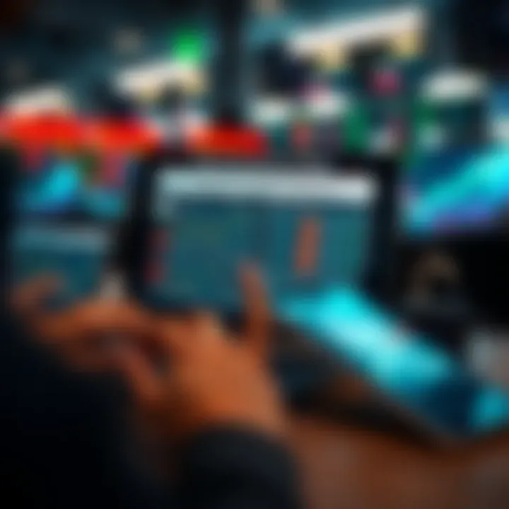 Conceptual graphic showing selection criteria for choosing the best trading course on digital devices