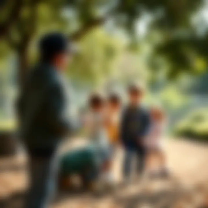 Children participating in a group activity outdoors learning to identify potential hazards