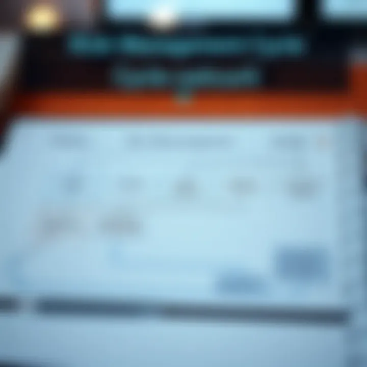 Flowchart illustrating risk management cycle including identification, assessment, mitigation, and monitoring steps