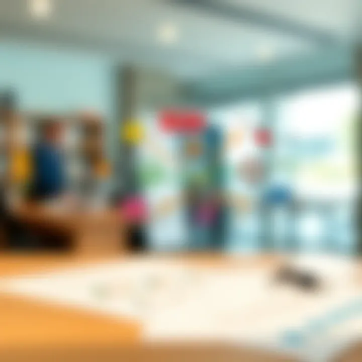 Visual diagram illustrating risk management stages using colorful drawings and symbols