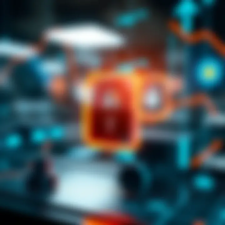 Illustration showing secure online trading with digital locks and financial icons