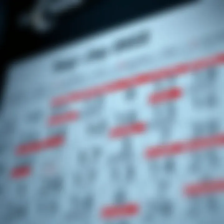 Illustration of a calendar with key economic events highlighted for the United States