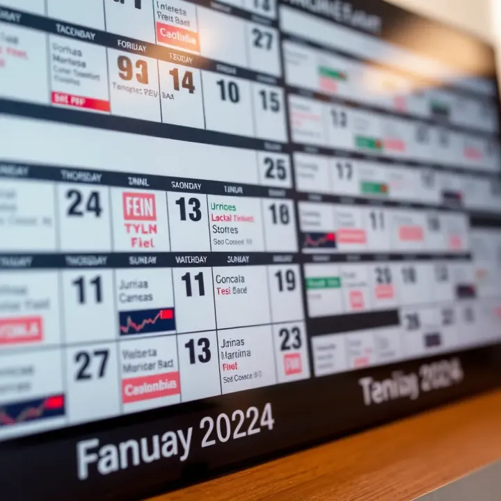Calendar displaying important economic events and dates for Colombia