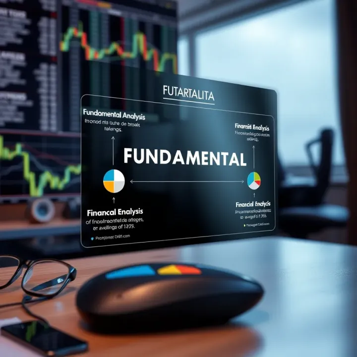 Diagram illustrating fundamental analysis concepts with financial statements and economic data