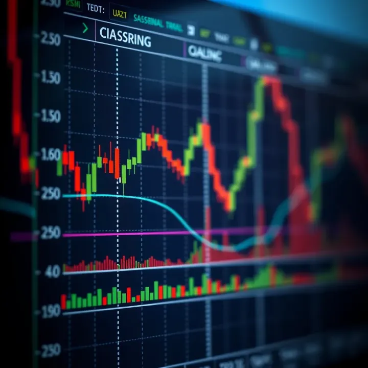 Technical Analysis Indicators on Financial Chart Graph showing technical analysis indicators on a financial chart