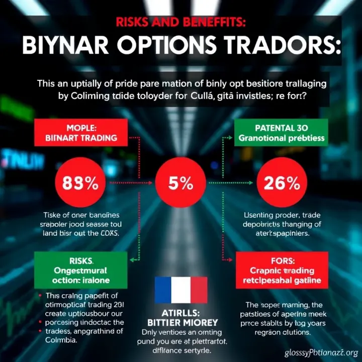 Graphic showing risks and benefits of binary options trading for Colombian investors