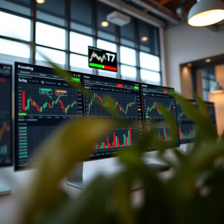 Online trading course interface showing charts and educational modules