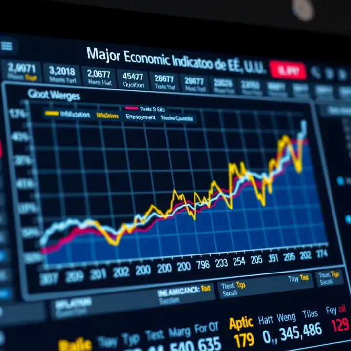 Graph displaying key US economic indicators such as GDP, unemployment rate, and inflation trends over time