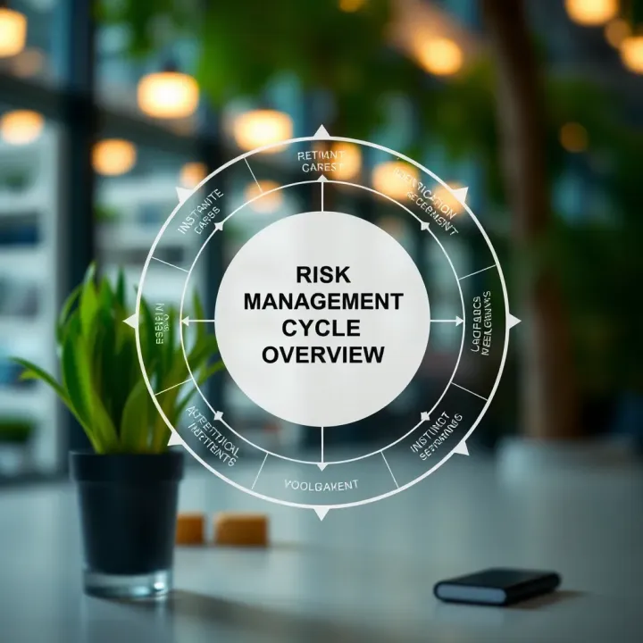 Diagram illustrating the risk management cycle including identification, assessment, and mitigation stages