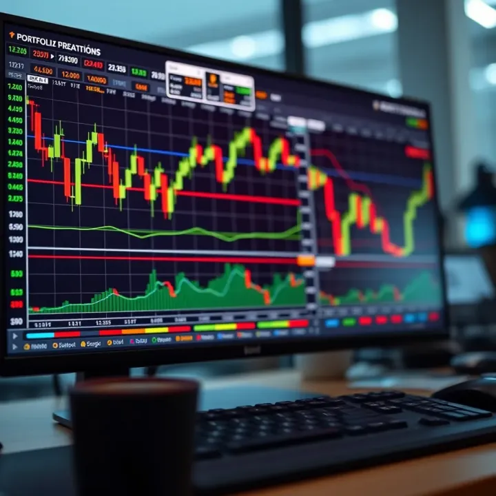 Visual representation of a digital trading platform displaying multiple currency charts and portfolio diversification