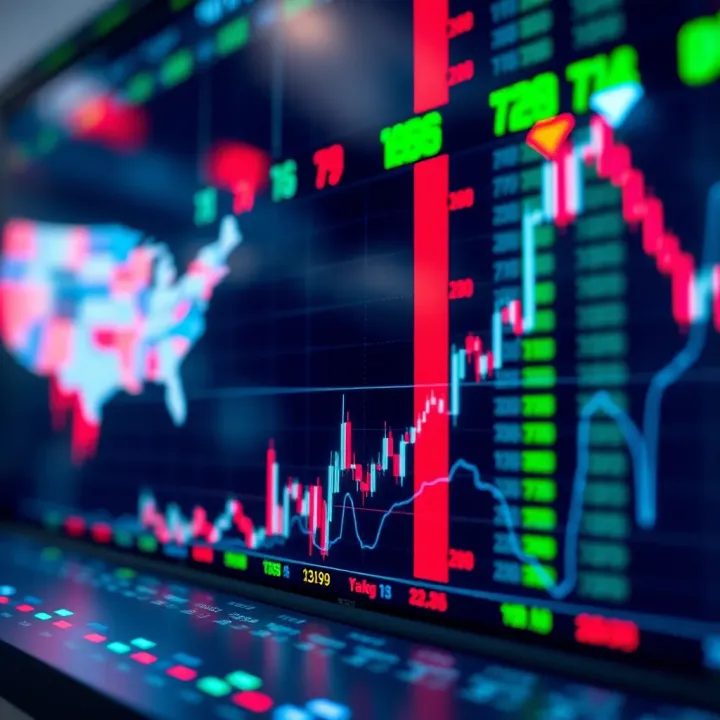 Real-Time Market Trends in Copy Trading Illustration showing a financial chart with upward and downward trends symbolizing copy trading in real time
