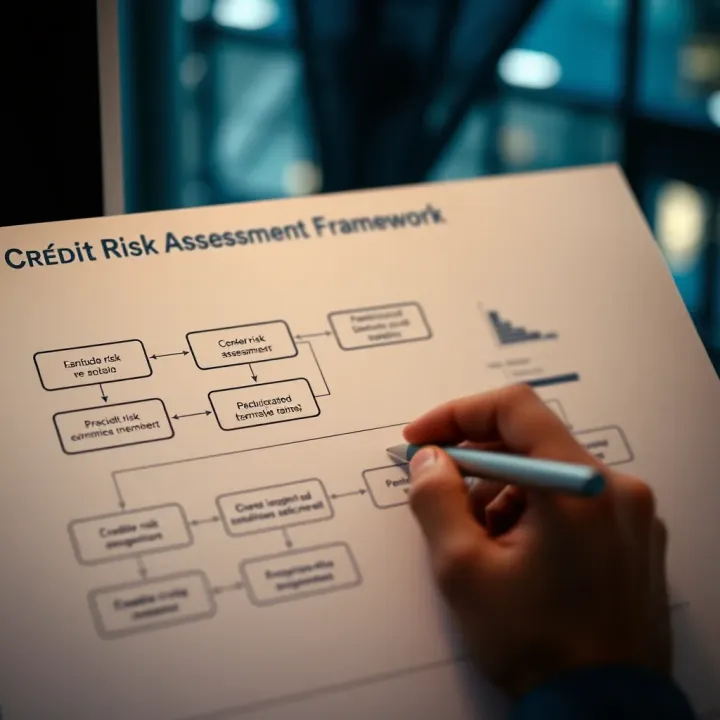 Flowchart illustrating credit risk assessment stages and decision points