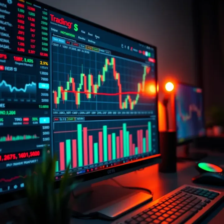 Illustration of financial charts and trading tools on a computer screen