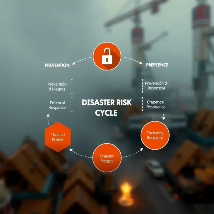 Diagram illustrating disaster risk management cycle including prevention, preparedness, response, and recovery phases