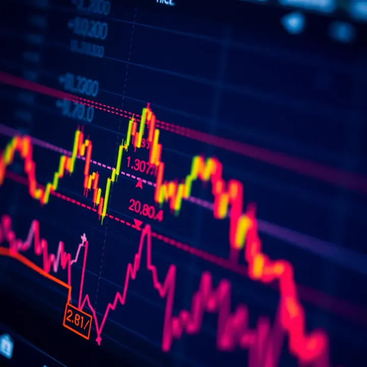Chart showing currency exchange rate fluctuations in the forex market