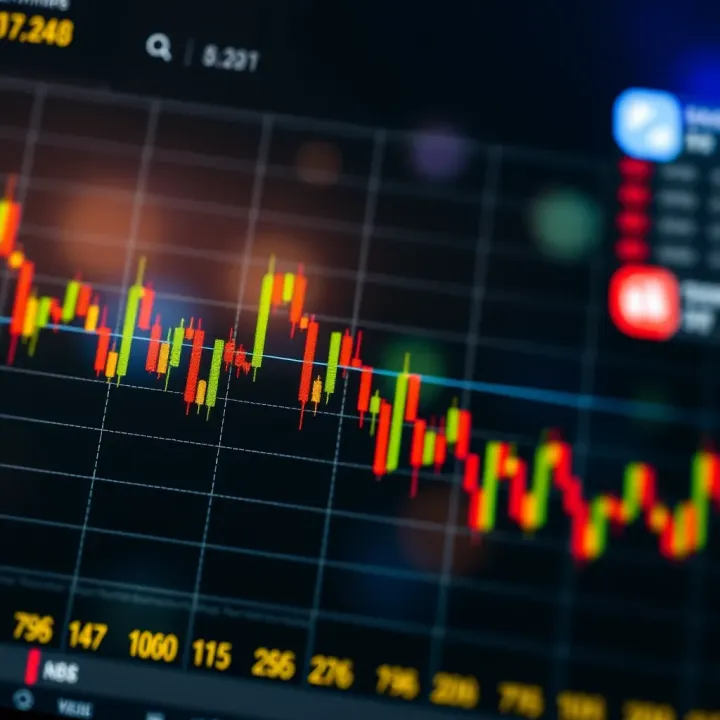 Graph showing currency pairs fluctuations indicating forex market trends