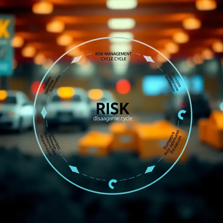 Diagram illustrating risk management cycle including hazard identification, risk assessment, and mitigation planning