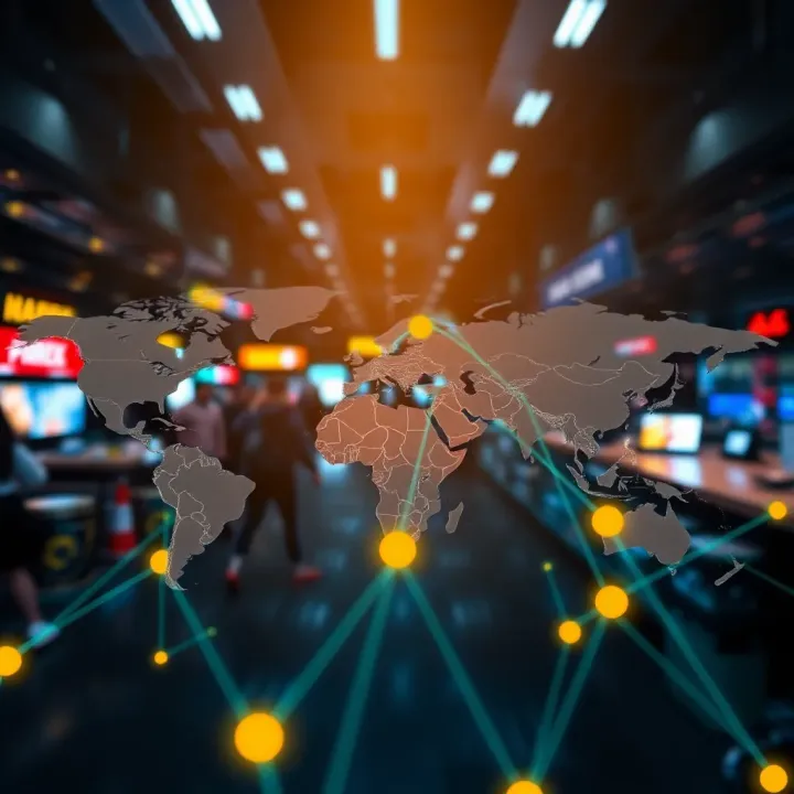 Illustration of global currencies interconnected symbolizing international forex trading