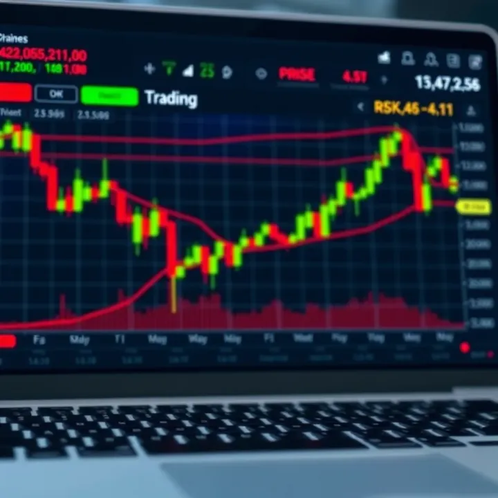 Chart displaying binary options trading trends with highlighted profit and risk areas