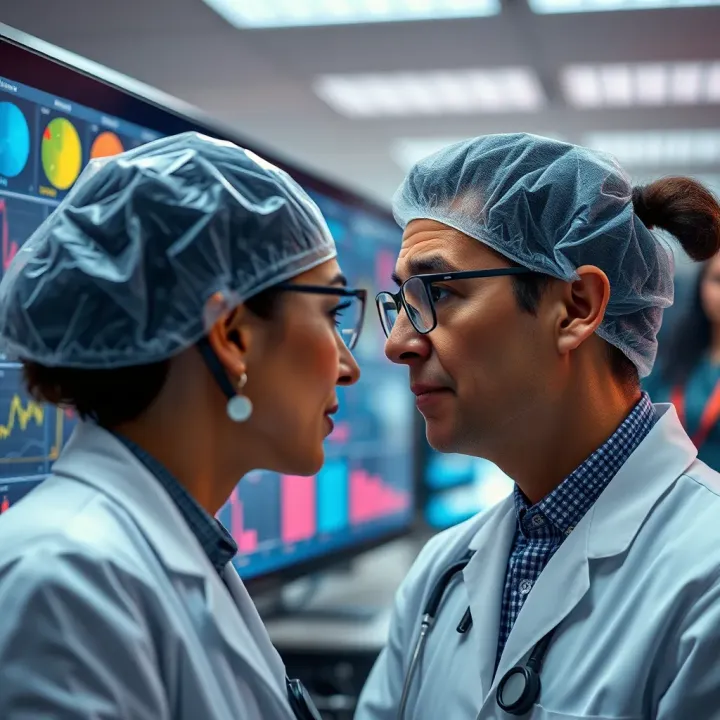 Health Risk Assessment Through Diagnostic Visuals Medical professional examining diagnostic visuals for health risk assessment