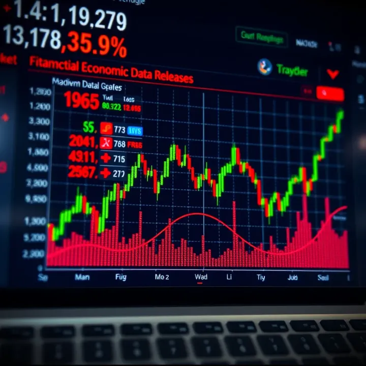 Graph illustrating market trends influenced by economic data releases from an interactive calendar