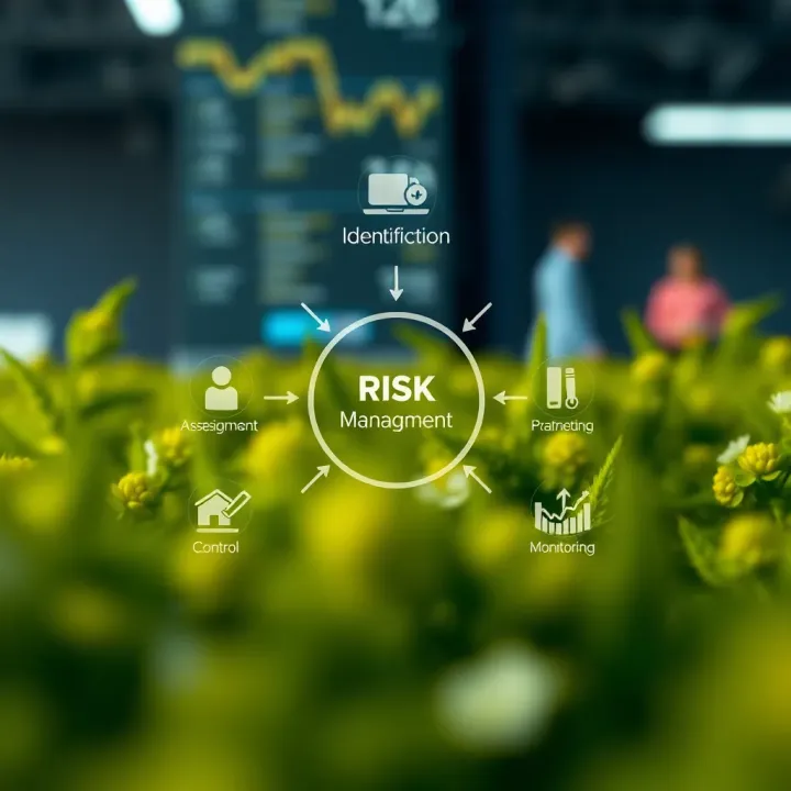 Diagram showing key components of an effective risk management program including identification, assessment, control, and monitoring