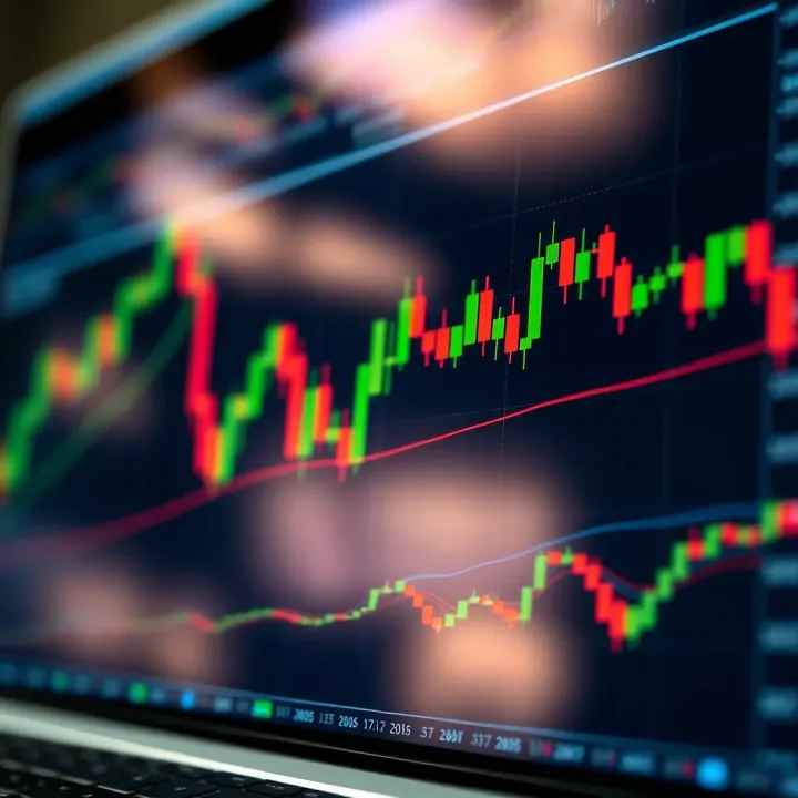 Technical analysis chart displaying candlestick patterns and moving averages