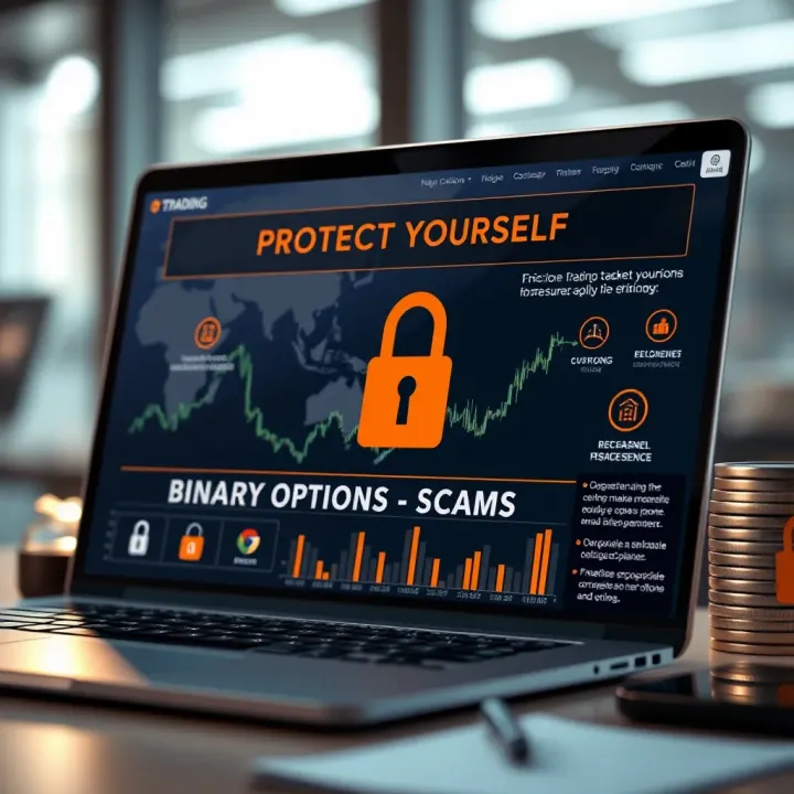 Visual guide depicting security measures and safe investment practices for binary options