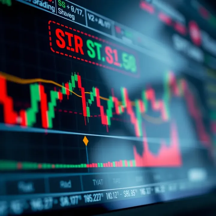 Chart showing candlestick patterns with technical indicators for swing trading strategy