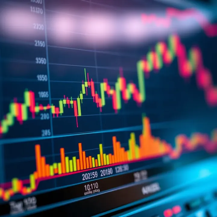 Candlestick chart illustrating price movements and trading volume in financial markets