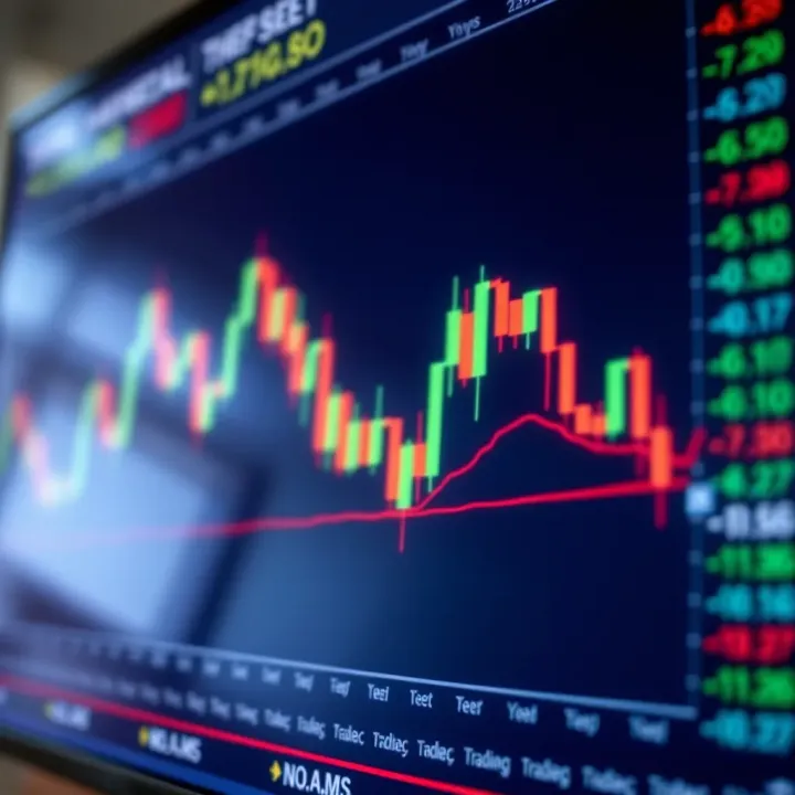 Chart displaying candlestick patterns indicating market trends for technical analysis