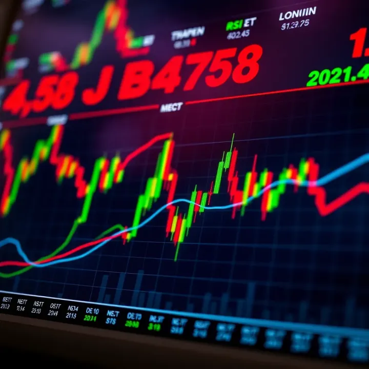 Chart illustrating key technical indicators like moving averages and RSI in stock price evaluation