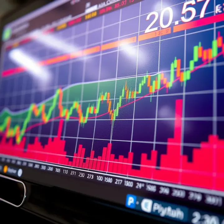 Graph showing historical price trends and volume data for financial markets analysis