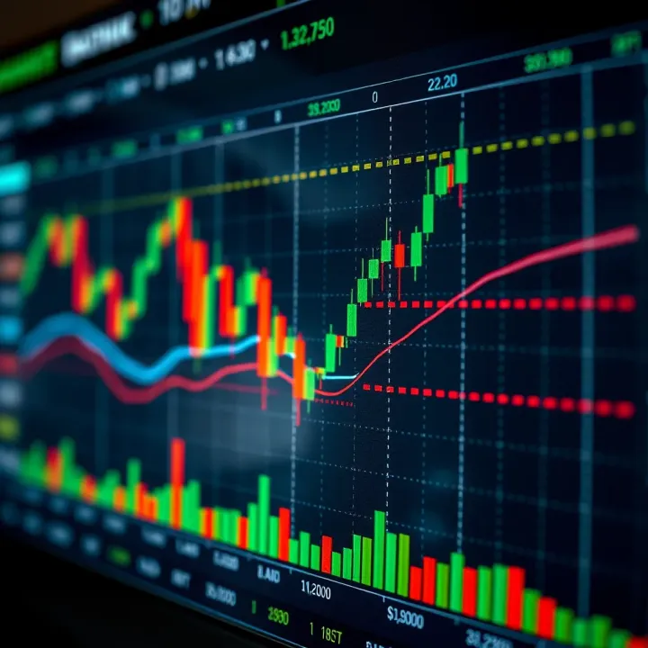 Applying Technical Indicators for Market Prediction Illustration of various technical indicators like moving averages and RSI on a financial chart