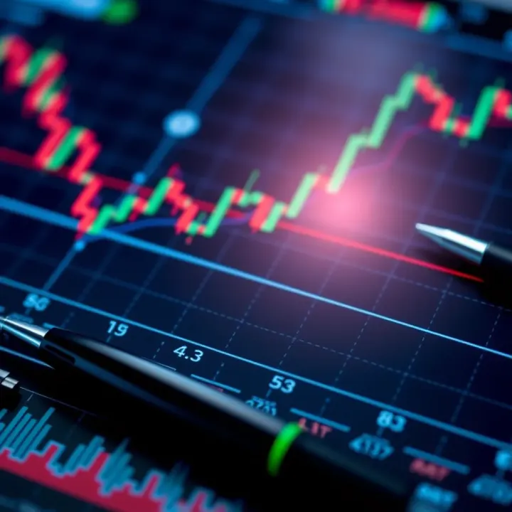 Key Technical Analysis Tools for Market Trend Evaluation Set of essential technical analysis tools including trend lines, moving averages, and oscillators on a market graph