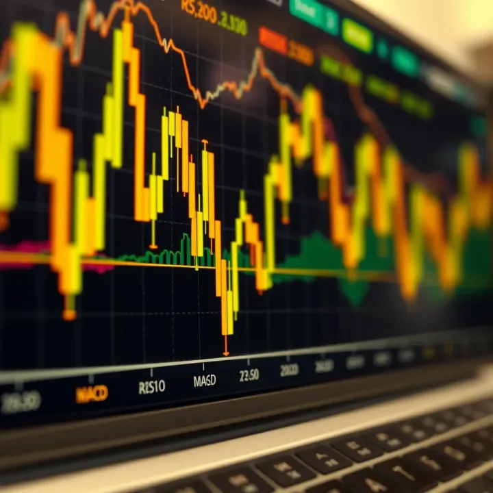 Graph displaying key technical indicators like RSI and MACD applied to gold market analysis